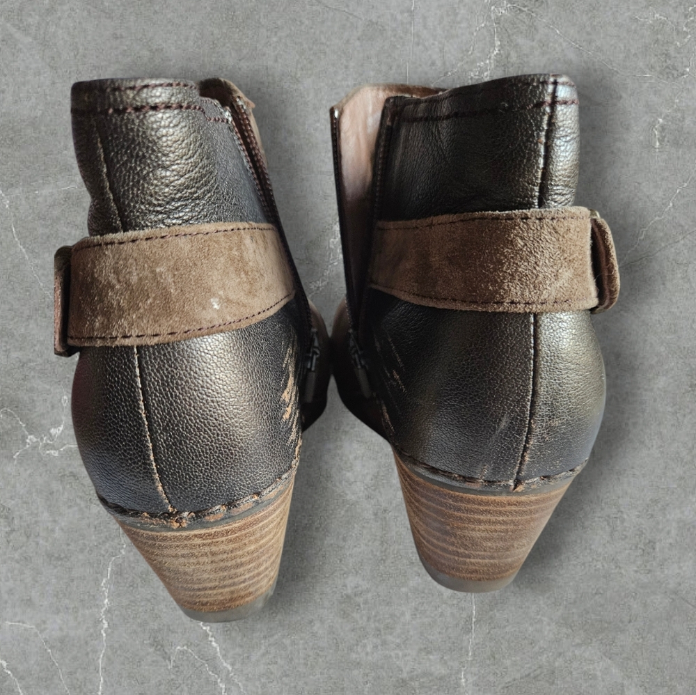 Dansko two tone brown taupe suede leather booties with buckle detail Womens 8 - Picture 7 of 11
